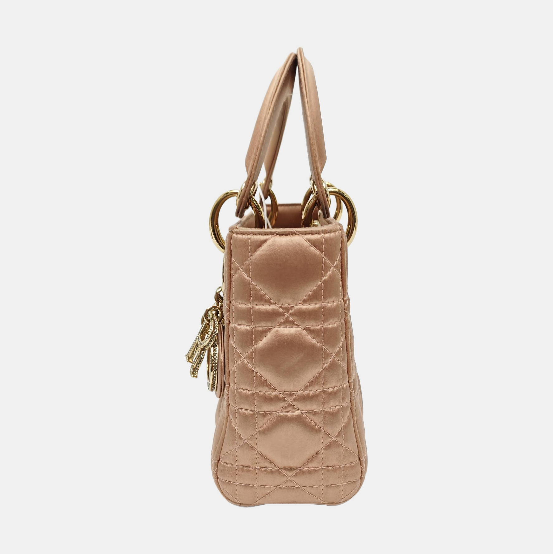 Lady Dior Mini Cannage Silk Satin Rose Gold