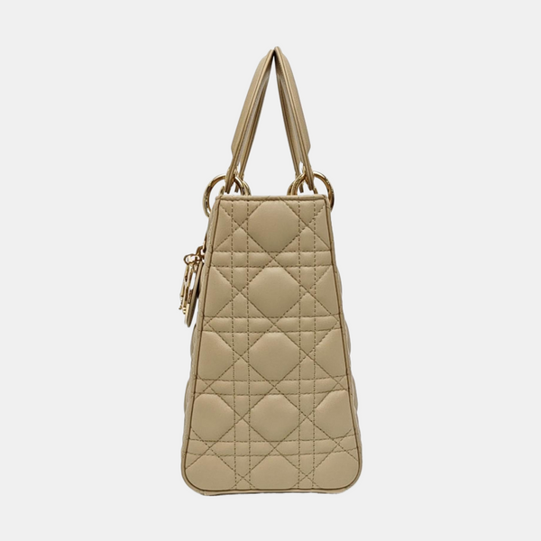 Lady Dior Medium Cannage Calfskin Beige