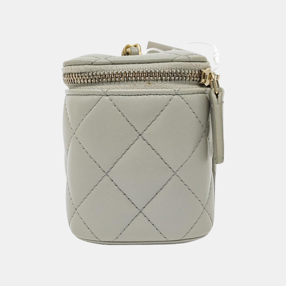 VANITY CASE Mini Quilted Lambskin Gray