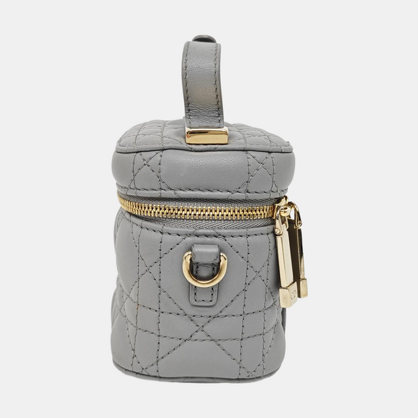Vanity Lady Dior Super Mini Cannage Lambskin Gray