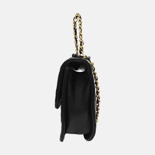 Quilted Lambskin Shoulder Bag Black