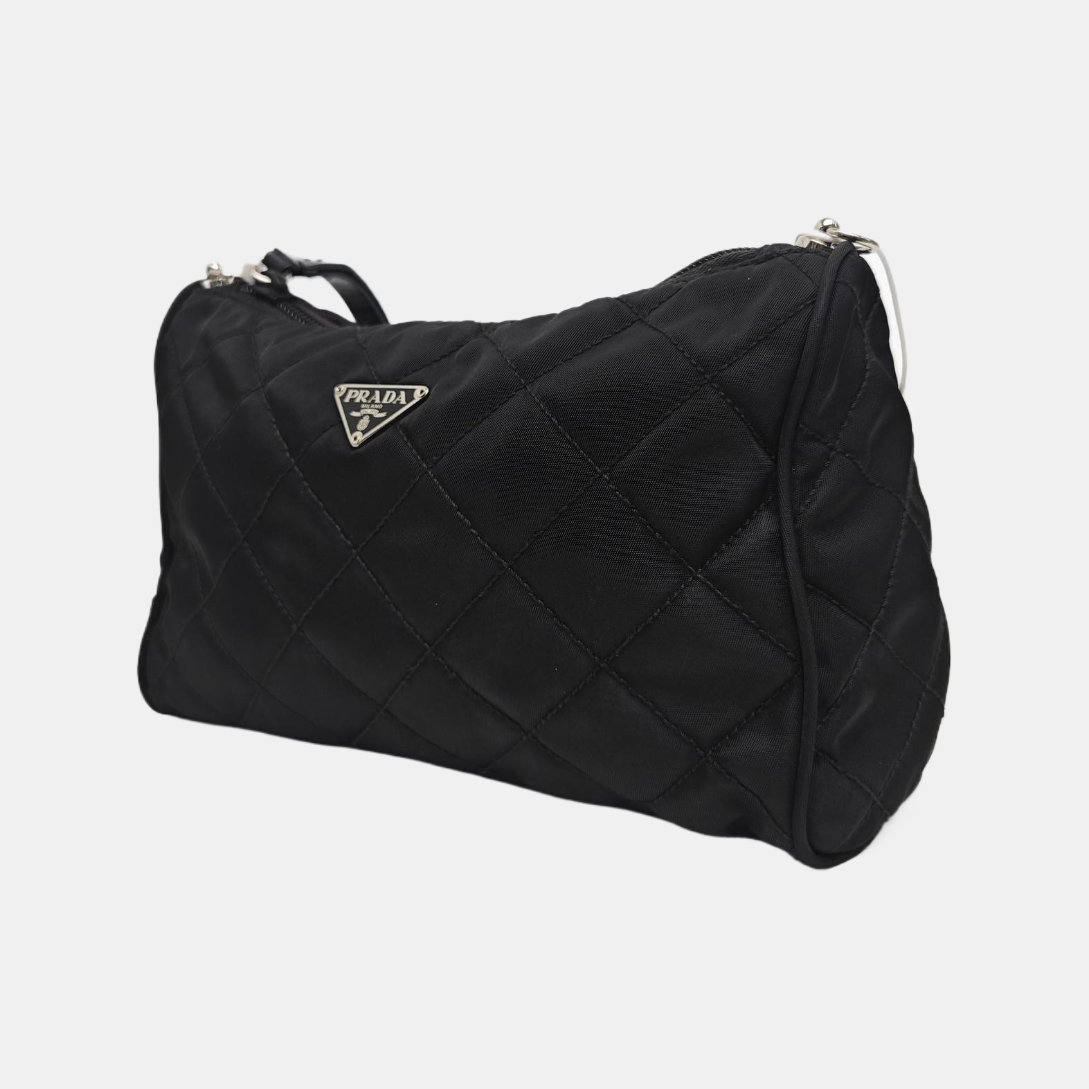 Quilted Nylon Clutch Black