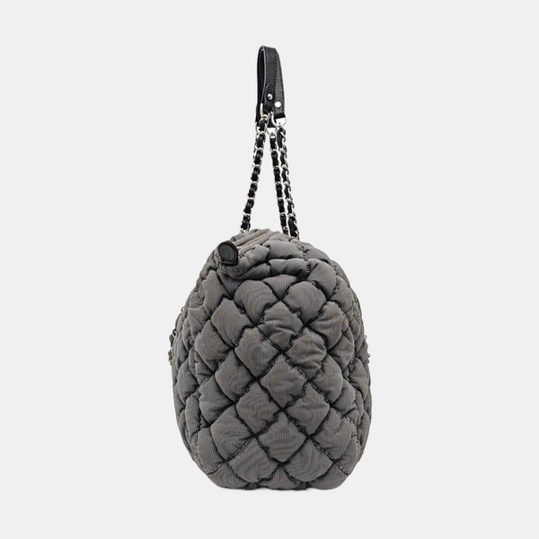 Quilted Fabric Shoulder Bag Gray