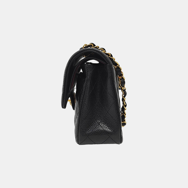 CLASSIC FLAP Small Quilted Grained Calfskin Black