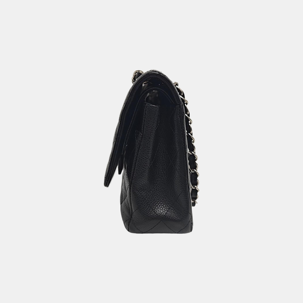 CLASSIC FLAP Medium Quilted Grained Calfskin Black