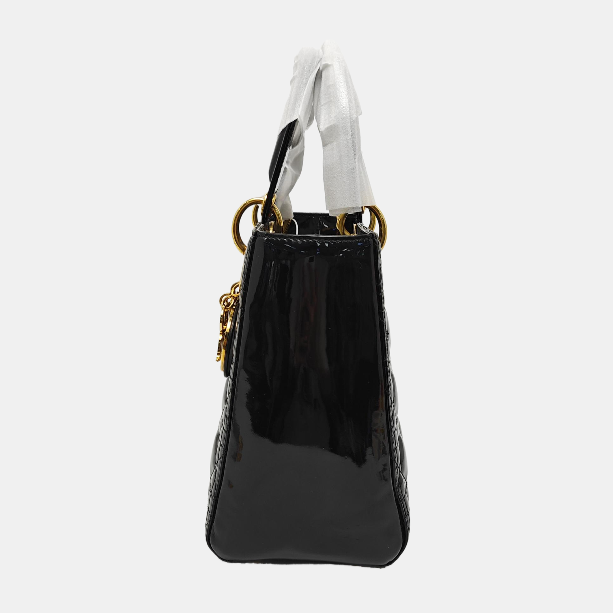 Lady Dior Medium Cannage Patent Leather Black