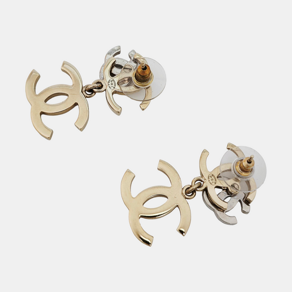 CC Logo Metal Gold Stud Earrings