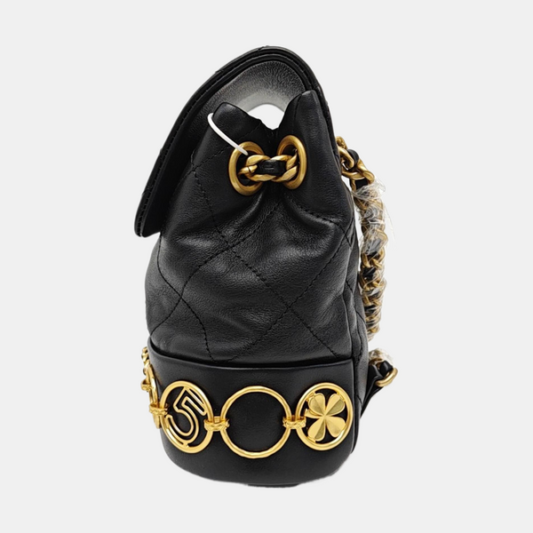 Quilted Calfskin Backpack Black