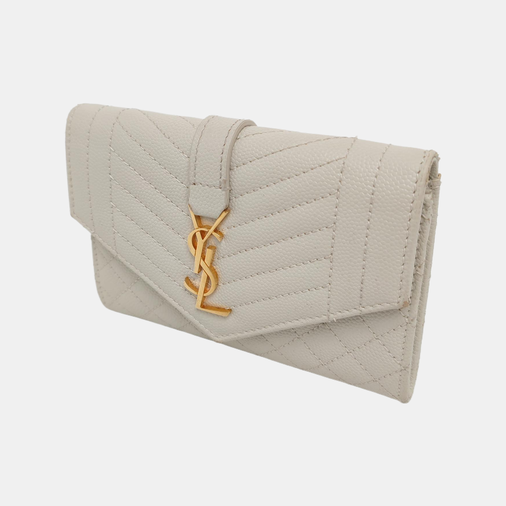 ENVELOPE Small Chevron Calfskin White Wallet