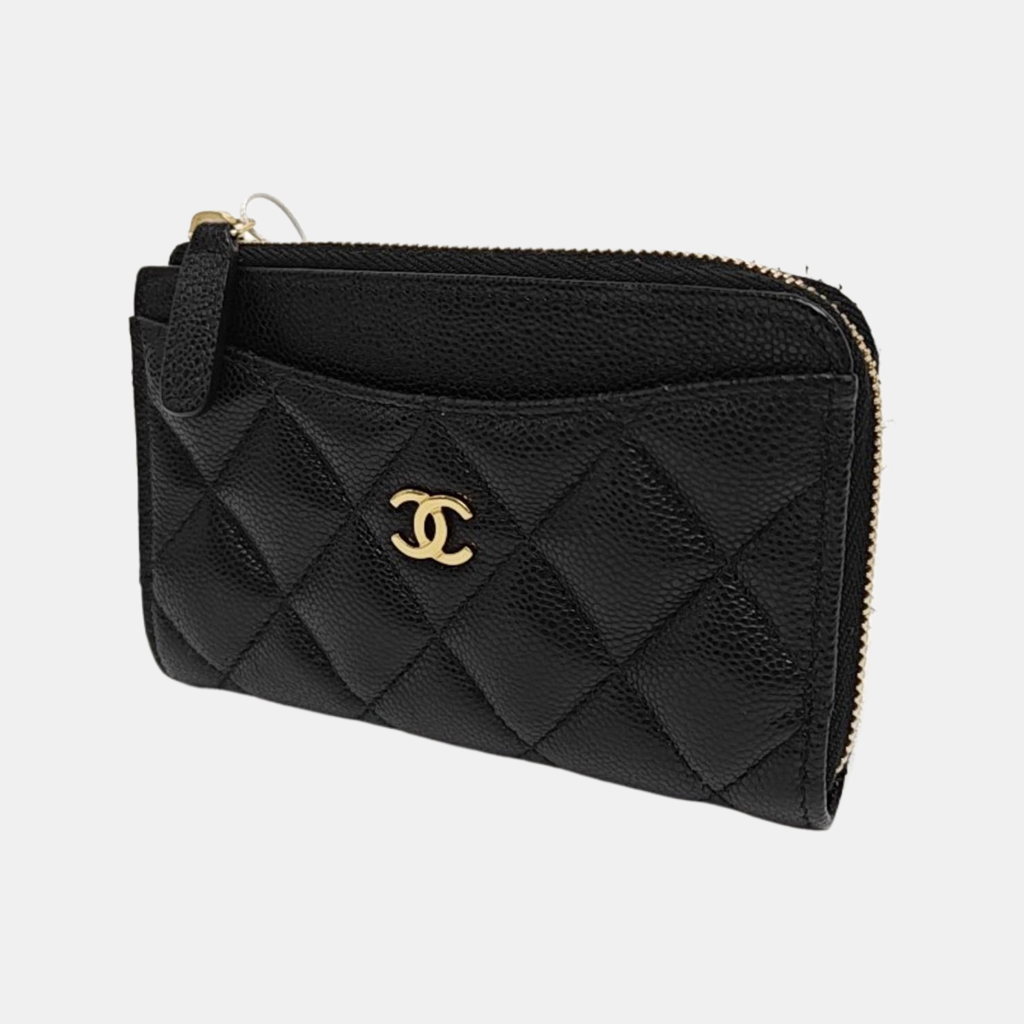 Quilted Grained Calfskin Wallet Black
