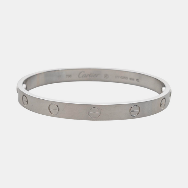 LOVE 18k White Gold Silver Bangle