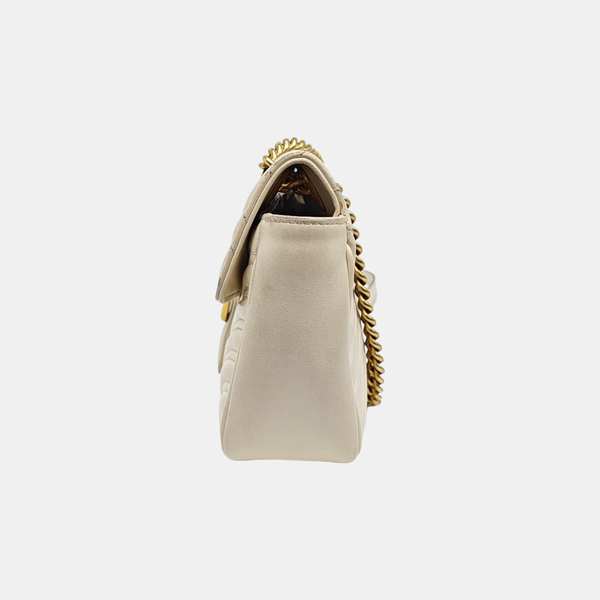 GG Marmont Medium Quilted Calfskin White