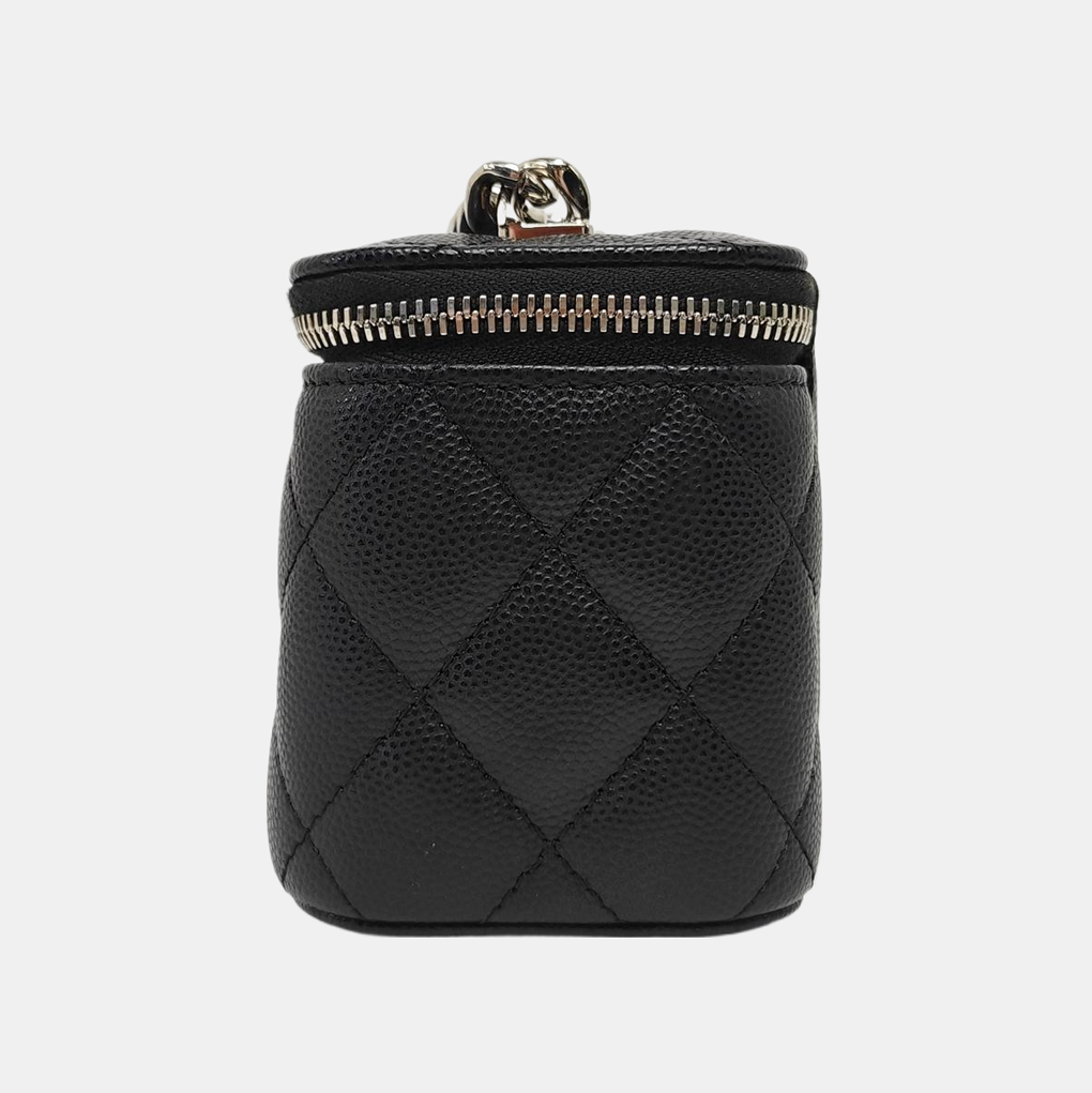 Quilted Grained Calfskin Shoulder Bag Black