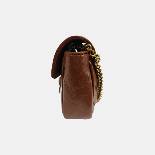 GG Marmont Mini Quilted Calfskin Brown