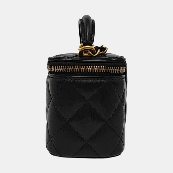 VANITY CASE Mini Quilted Lambskin Black
