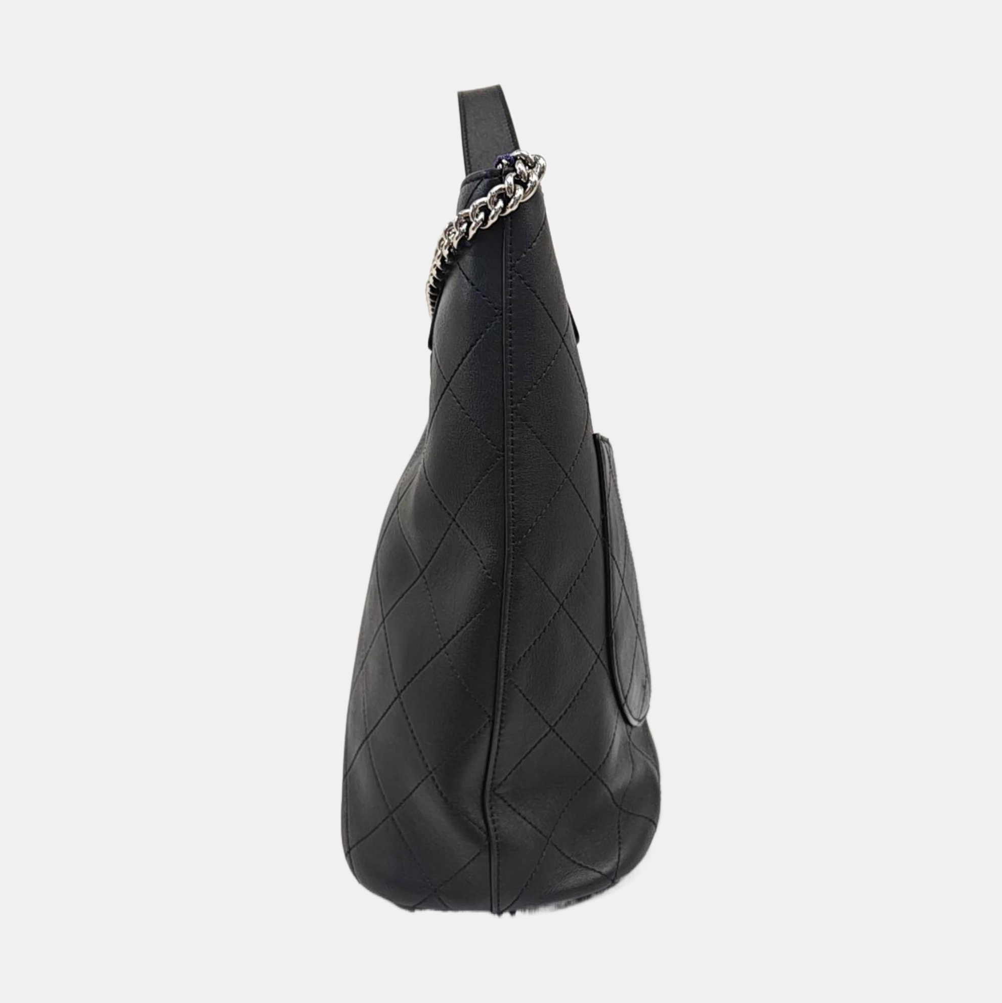 Quilted Calfskin Bucket Bag Black