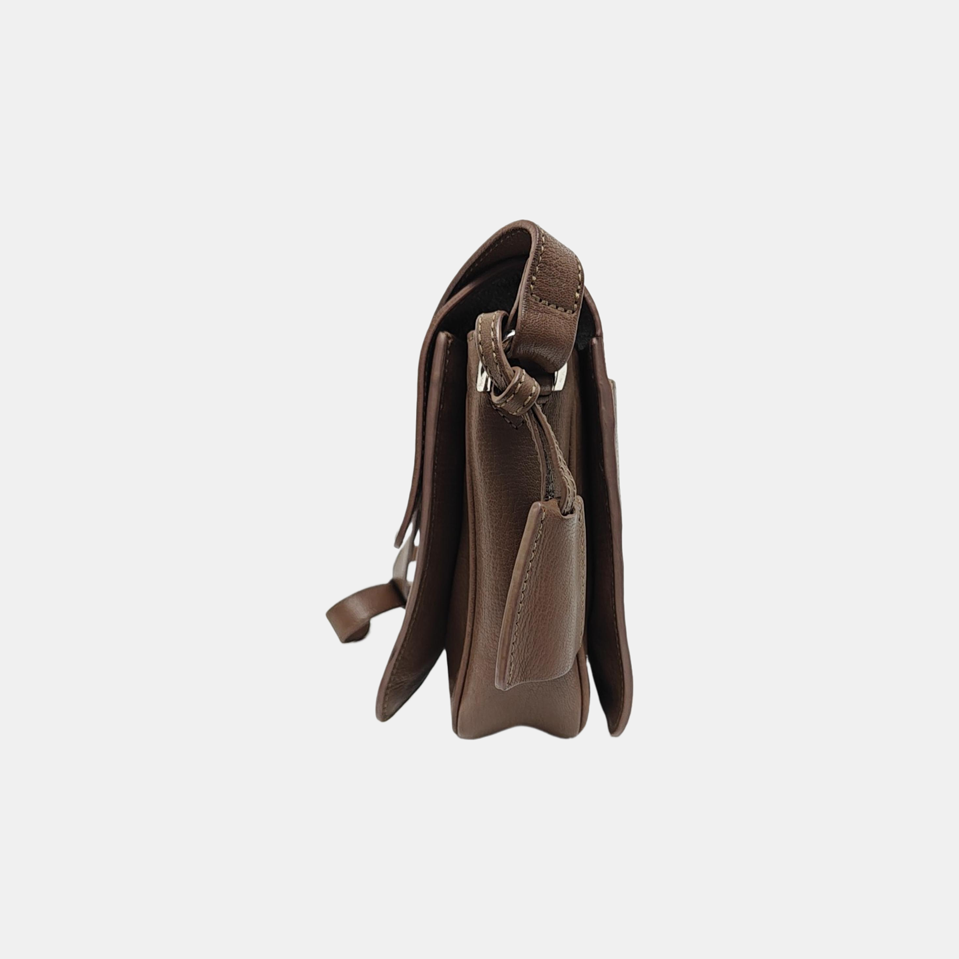 Calfskin Shoulder Bag Brown