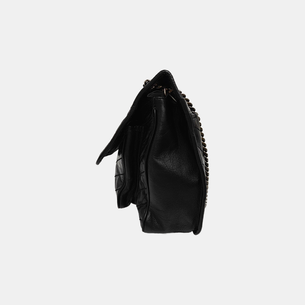 NIKI Large Chevron Calfskin Black