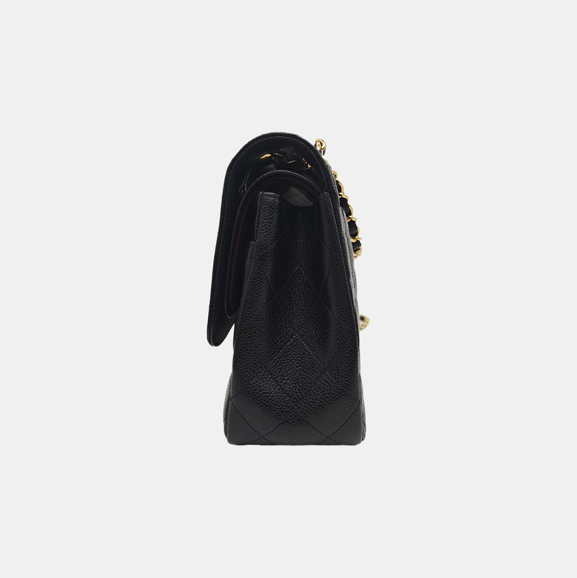 CLASSIC FLAP Jumbo Quilted Grained Calfskin Black