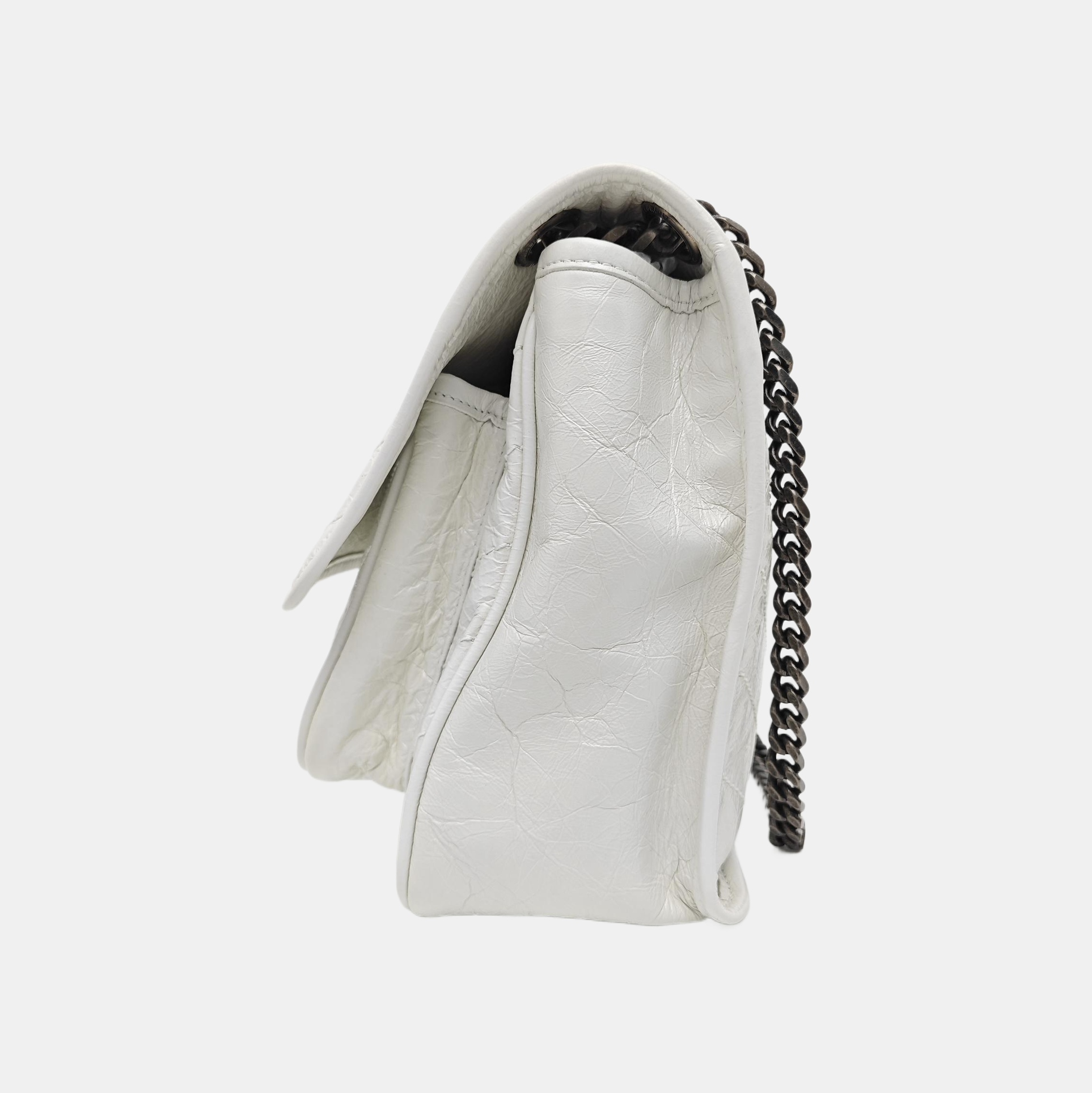 NIKI Medium Chevron Calfskin White