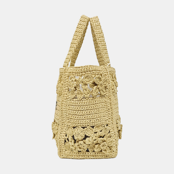 Book Tote Small Straw Beige
