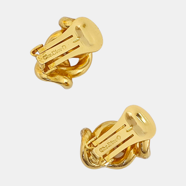 Twist Round Metal Gold Clip On Earrings