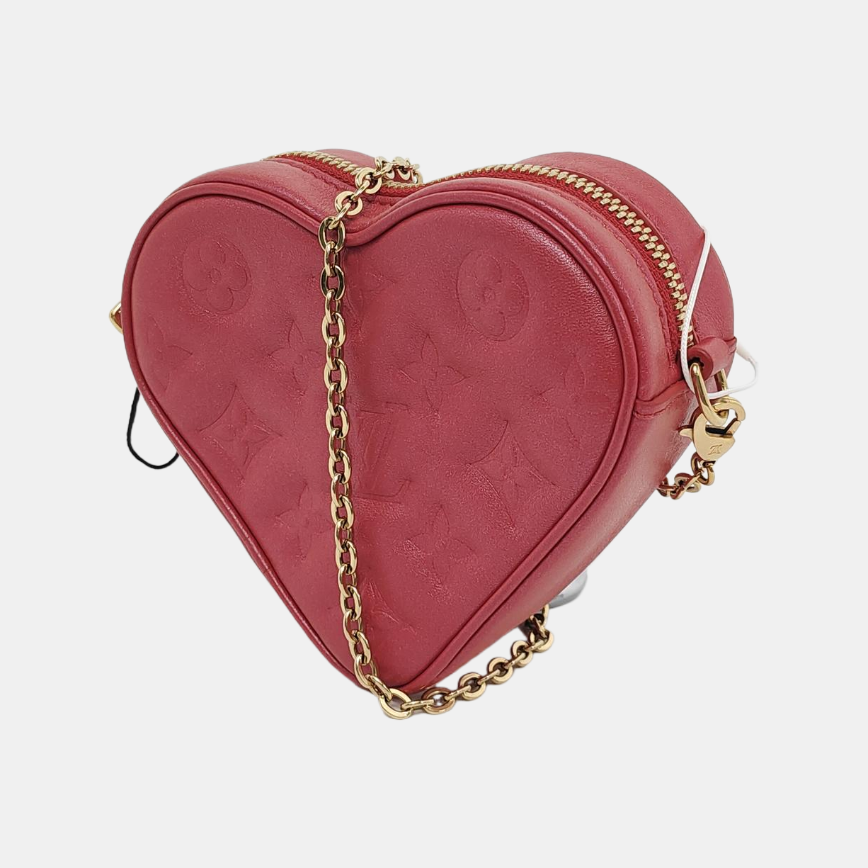 HEART ON CHAIN Lambskin Red