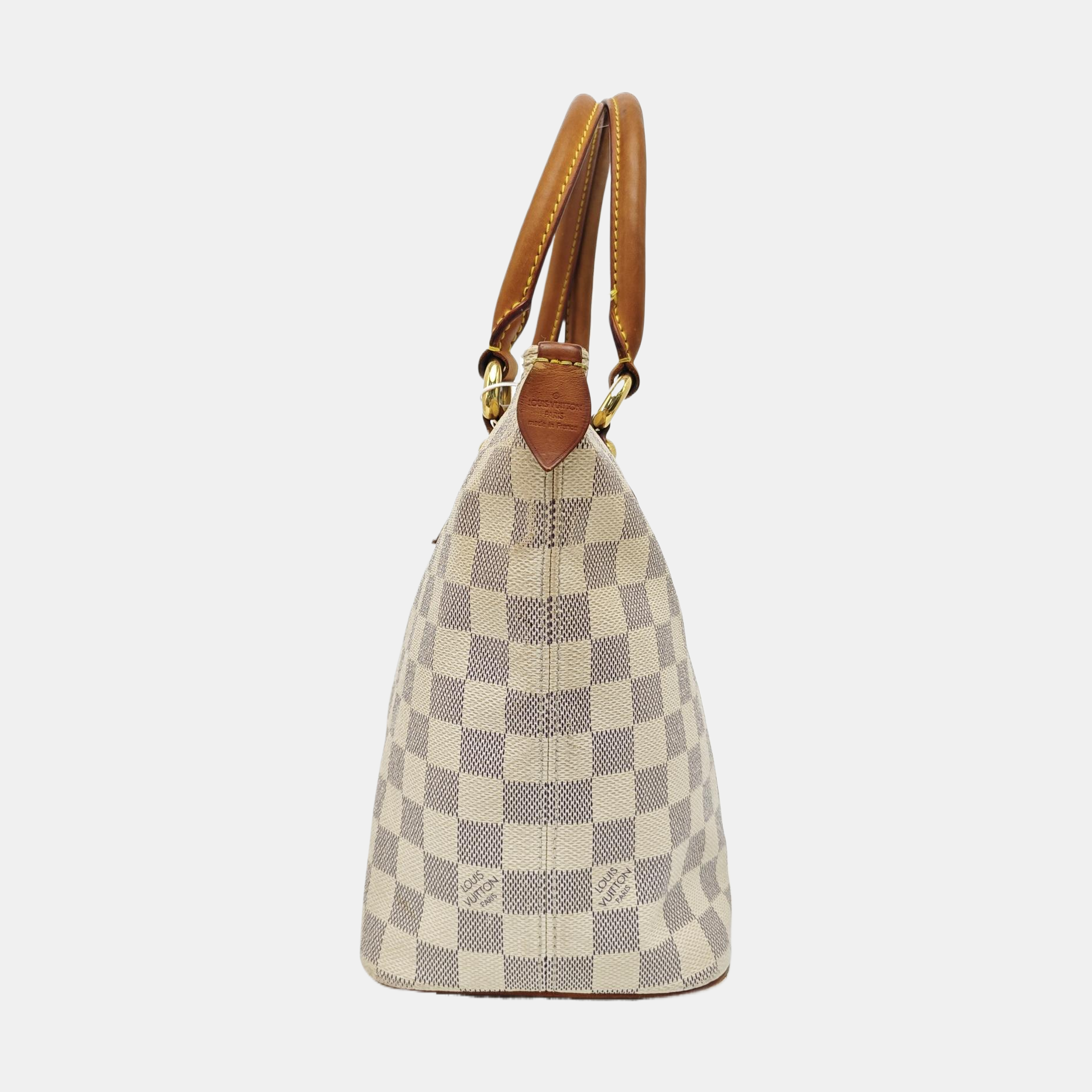 SALEYA PM Damier Azur Coated Canvas White