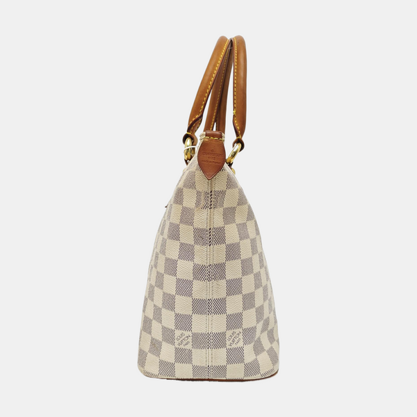 SALEYA PM Damier Azur Coated Canvas White