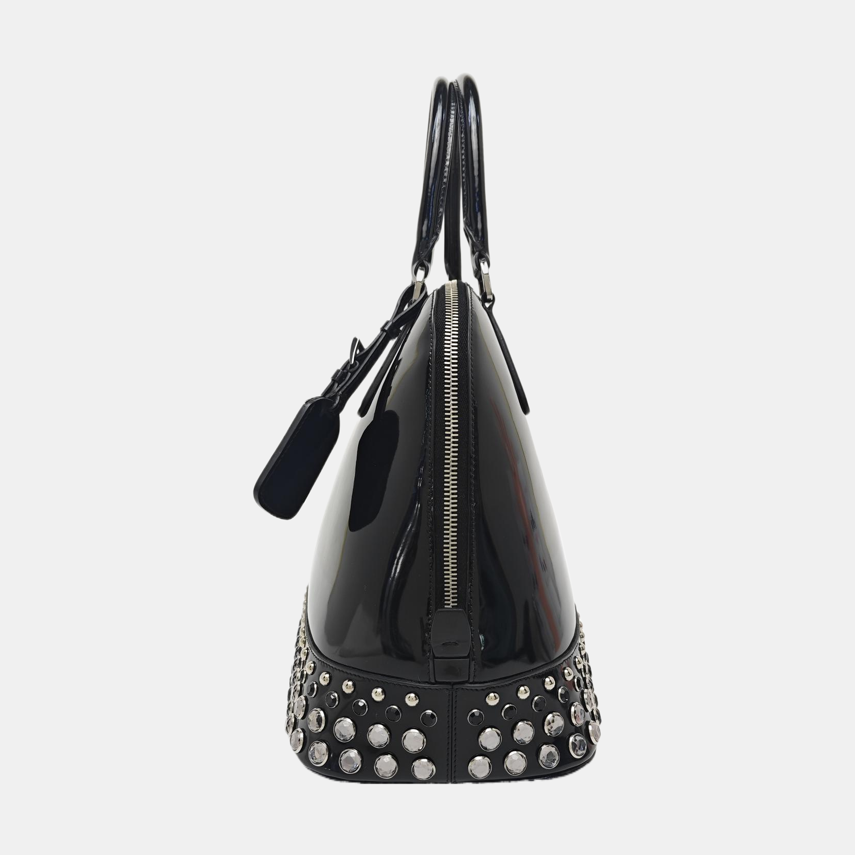 Patent Leather Top Handle Bag Black