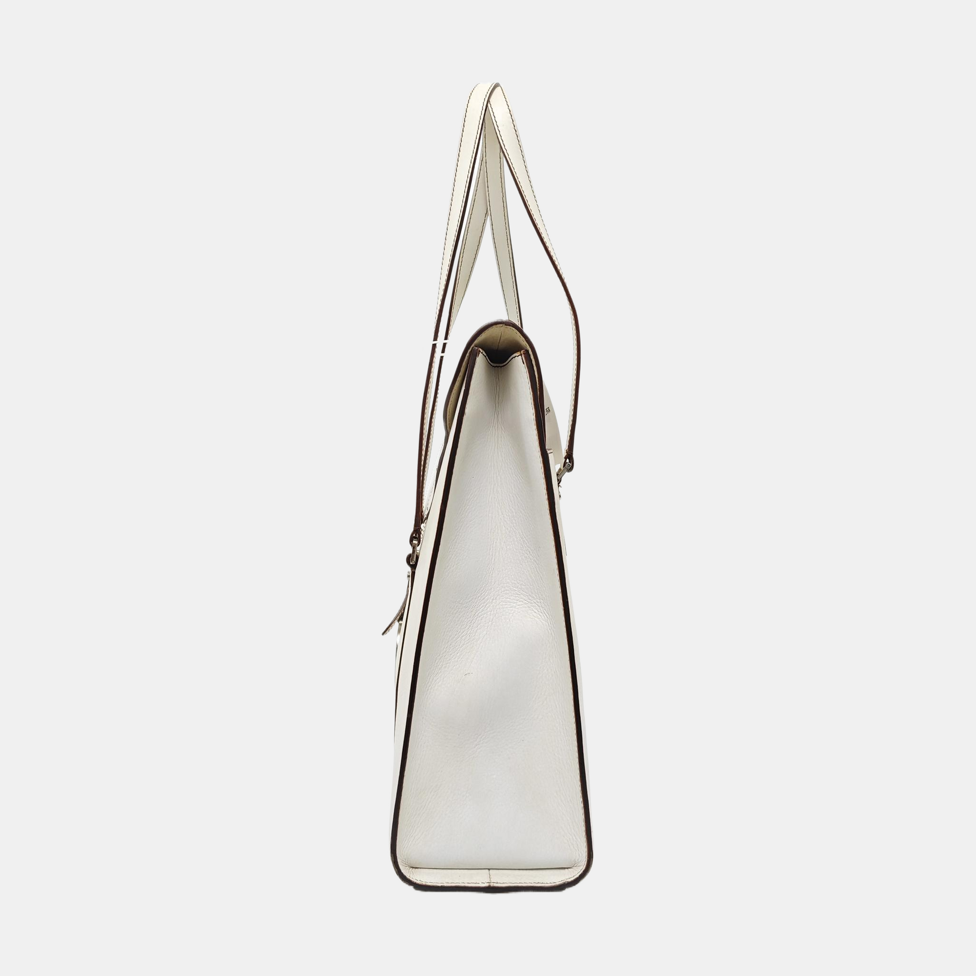 Saddle Medium Calfskin White