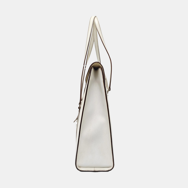 Saddle Medium Calfskin White