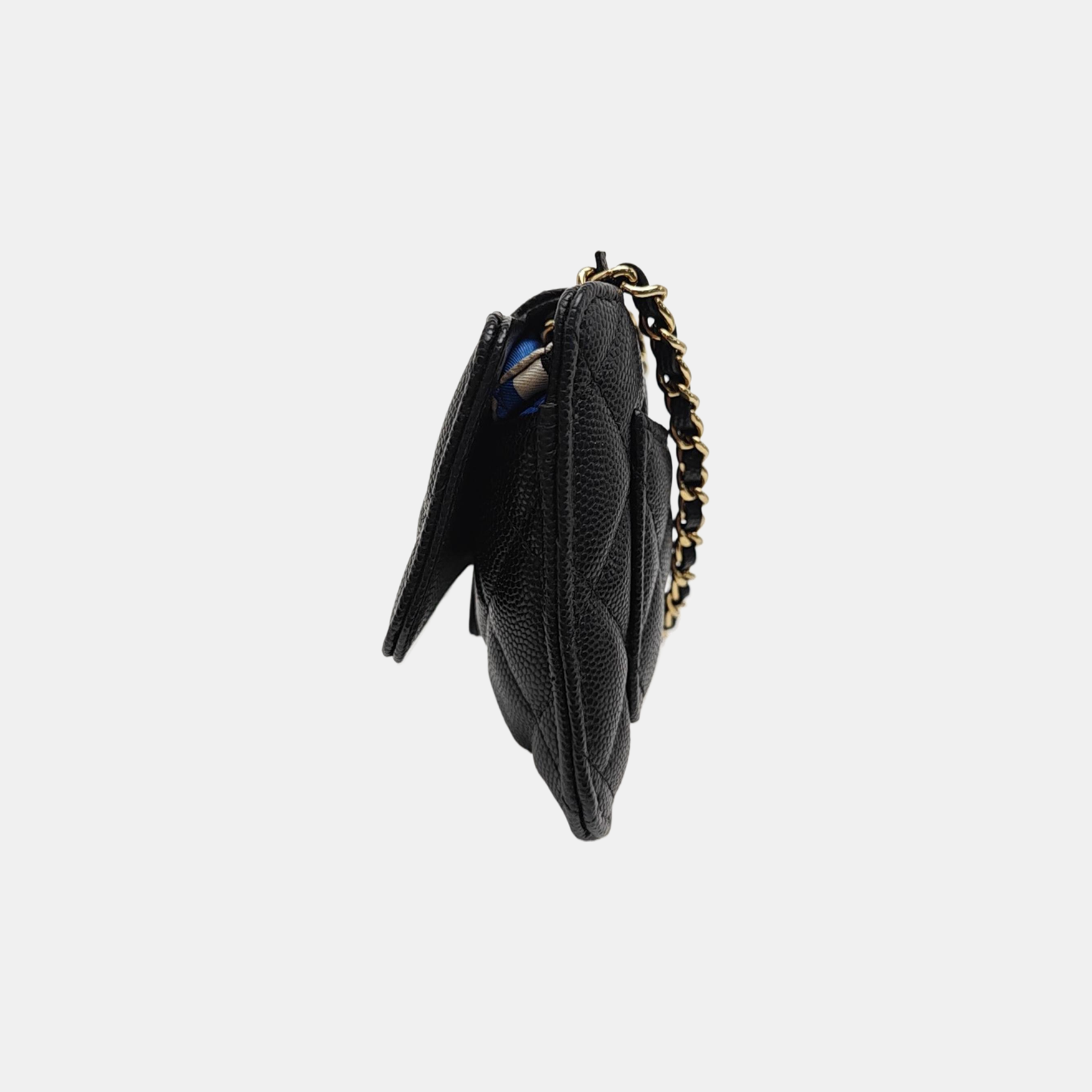 Quilted Grained Calfskin Shoulder Bag Black
