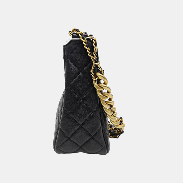 Quilted Lambskin Shoulder Bag Black