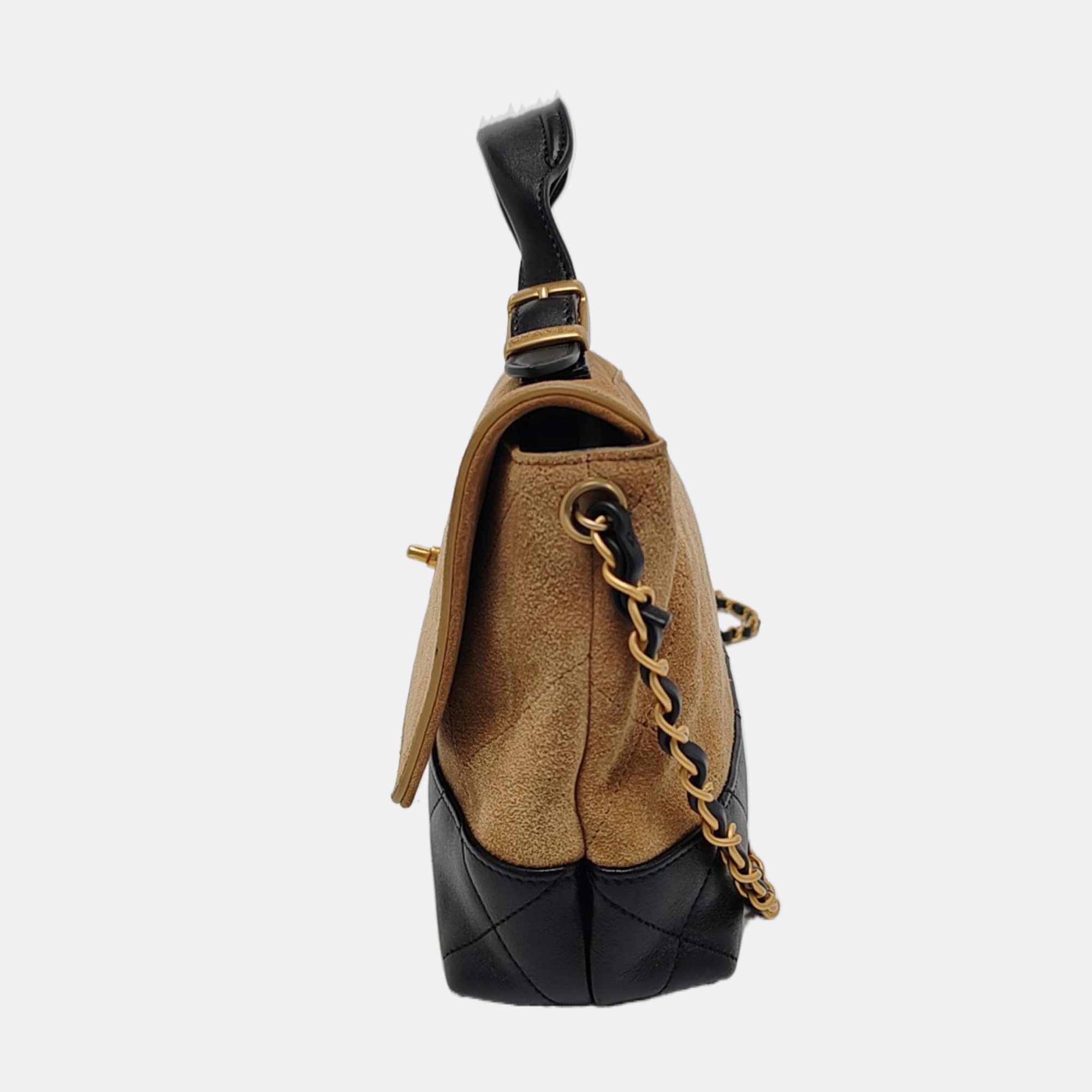 TRENDY CC Large Quilted Suede Beige