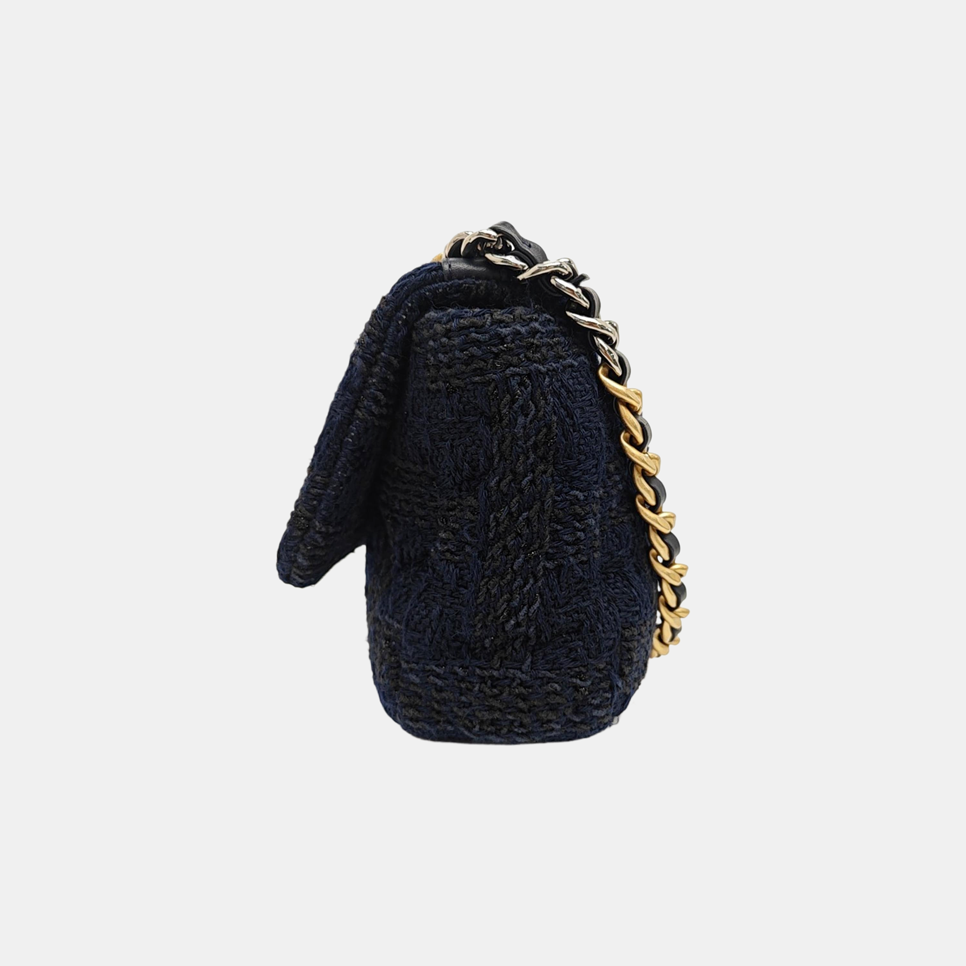 CHANEL 19 Small Quilted Fabric Blue