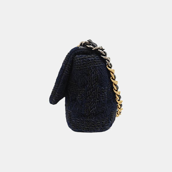 CHANEL 19 Small Quilted Fabric Blue