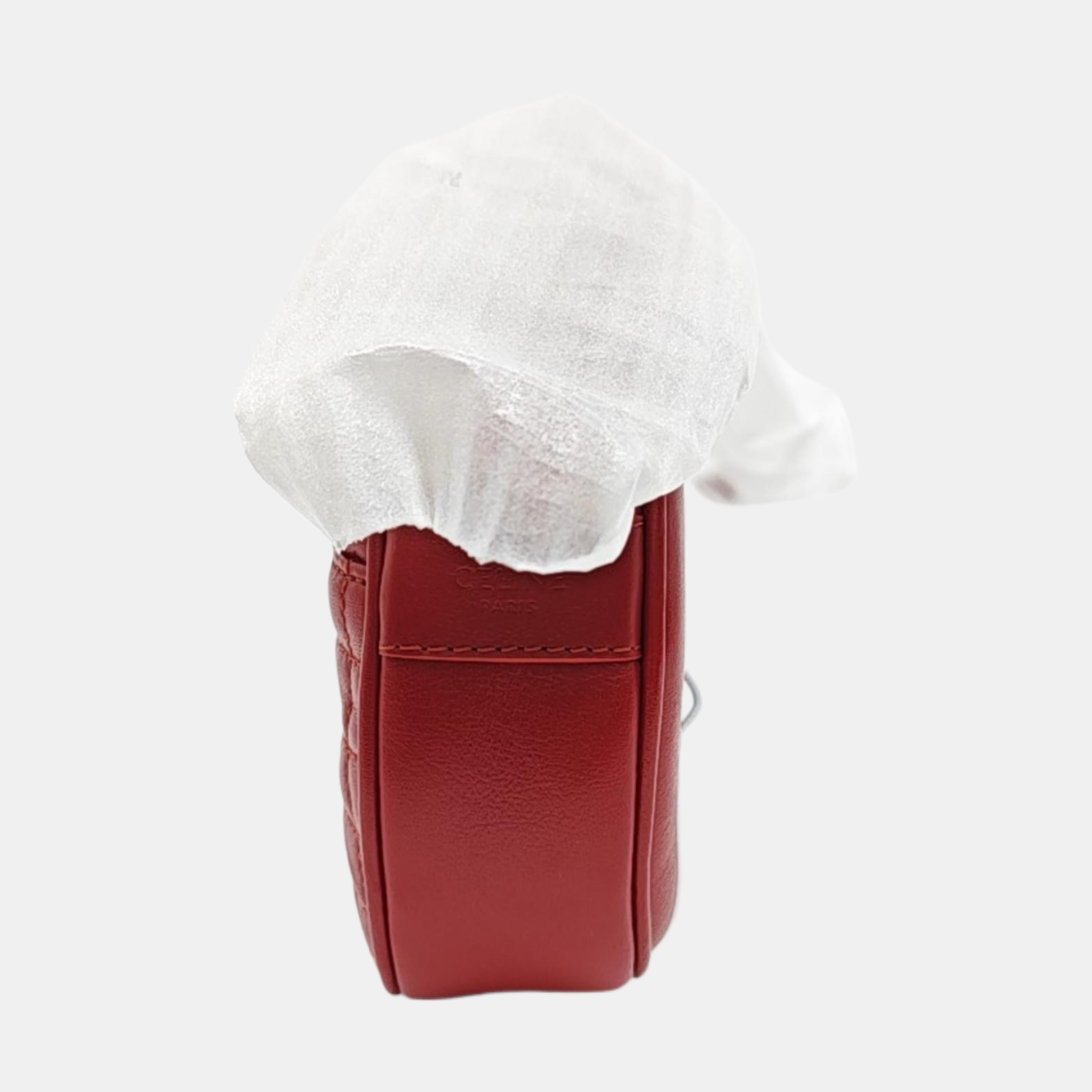 C CHARM Small Quilted Calfskin Red