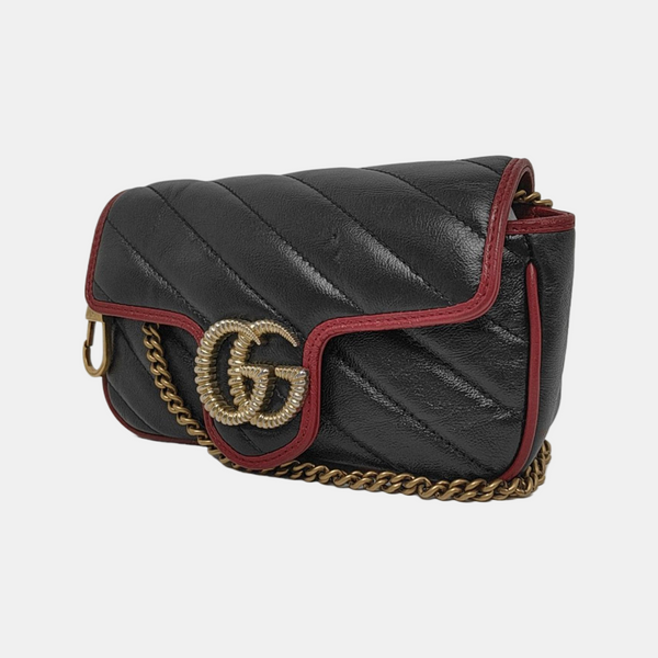GG Marmont Super Mini Quilted Calfskin Black
