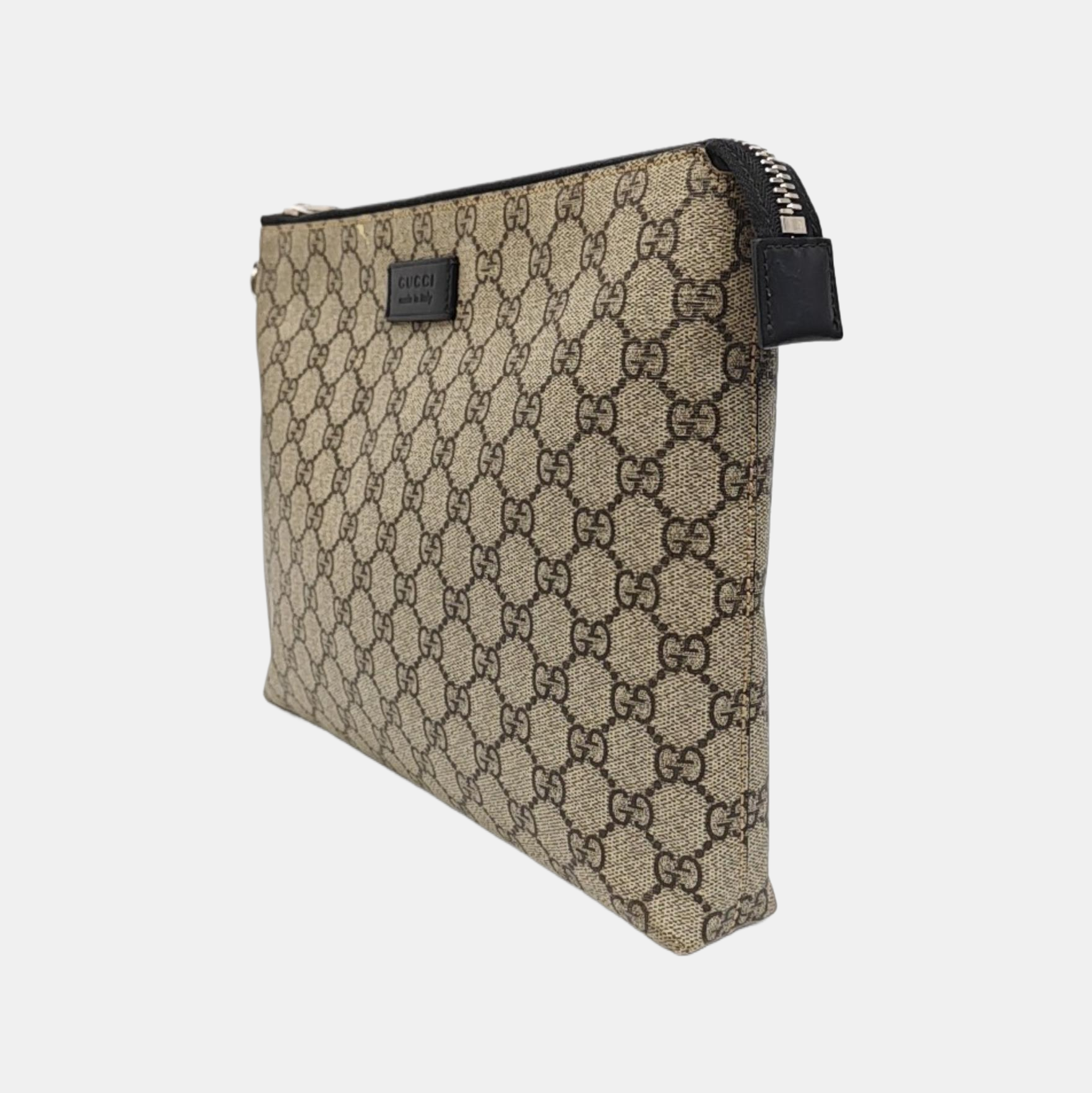 Monogram Coated Canvas Clutch Brown