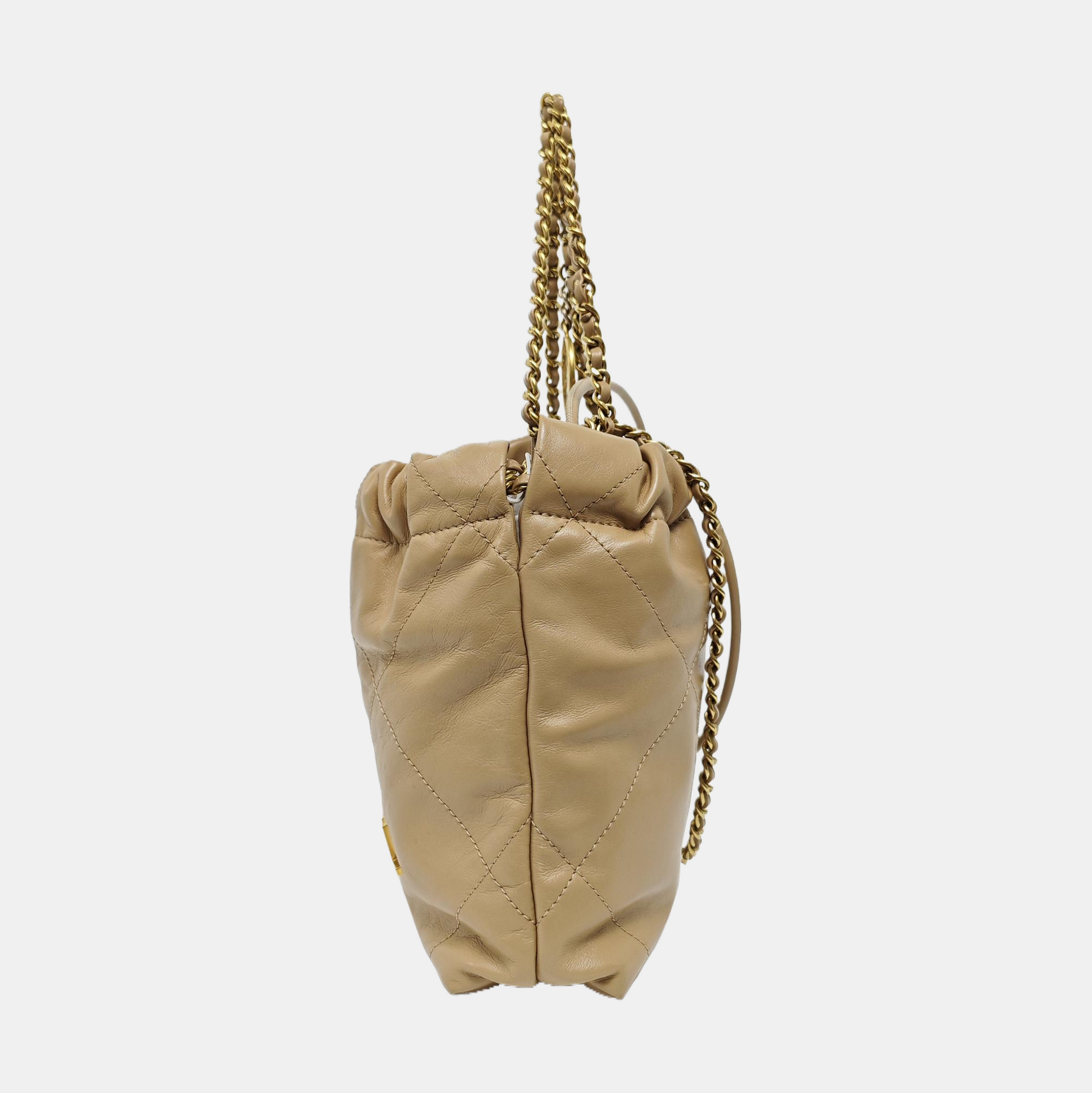CHANEL 22 Mini Quilted Calfskin Beige