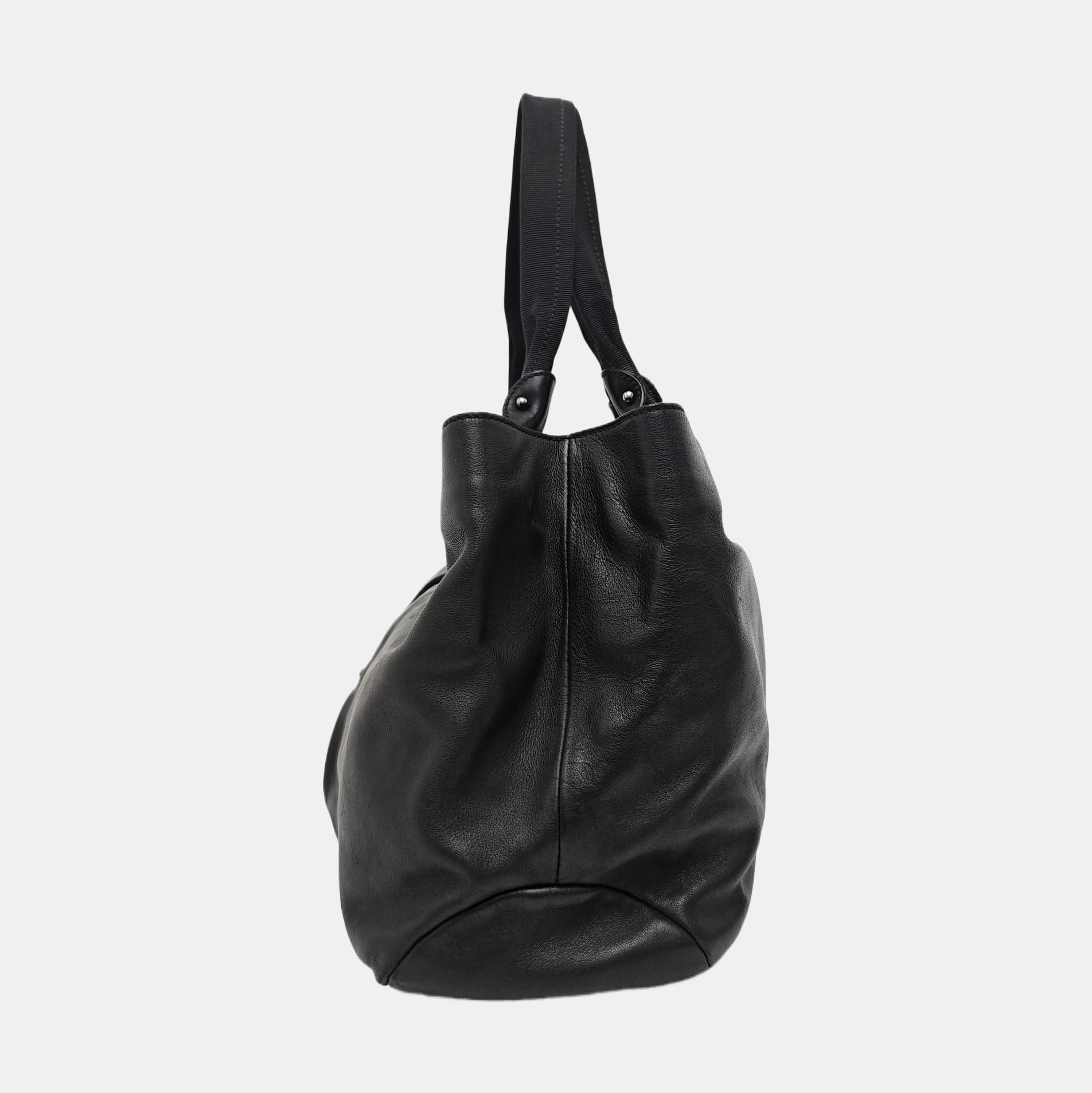 Calfskin Top Handle Bag Black