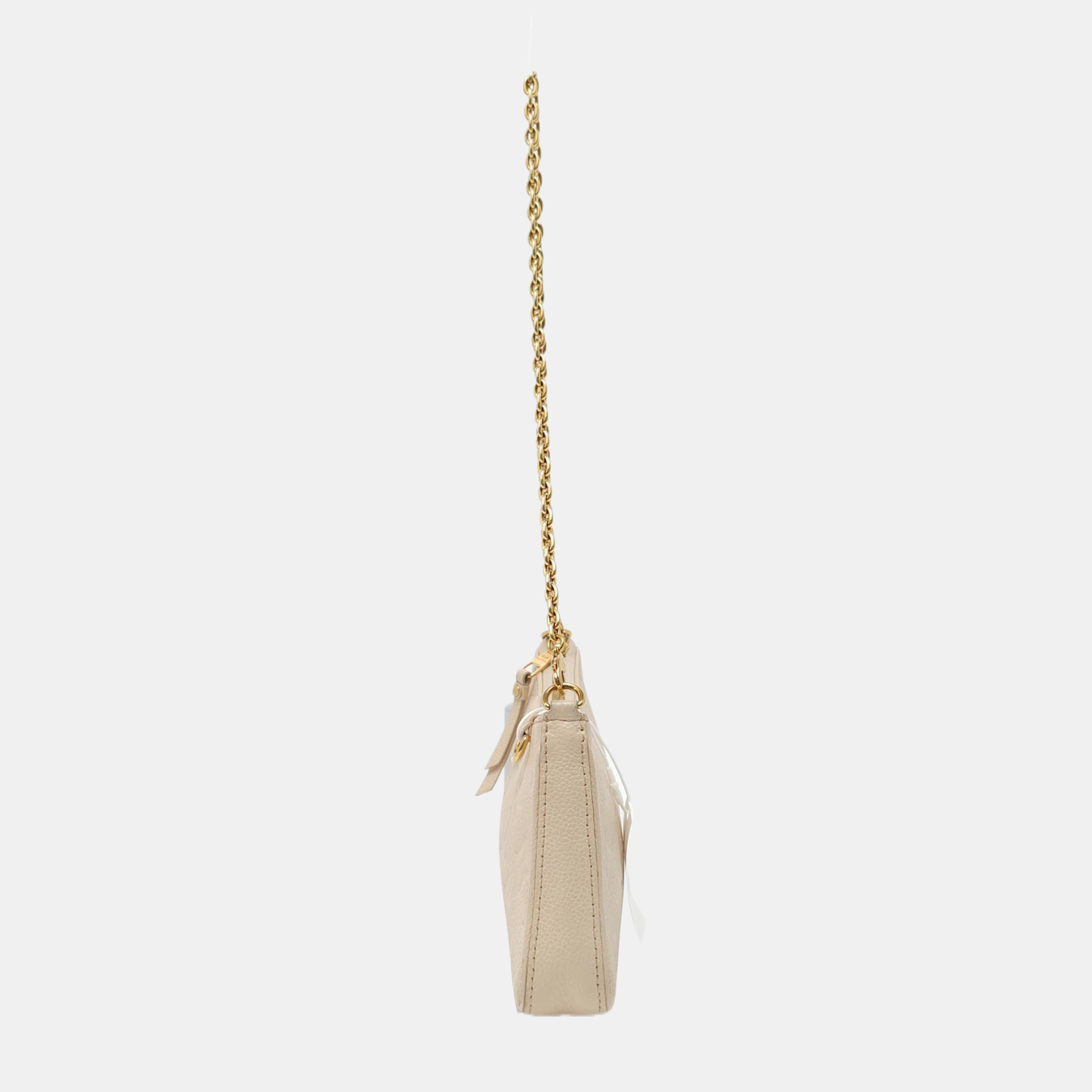 EASY POUCH ON STRAP Calfskin Beige