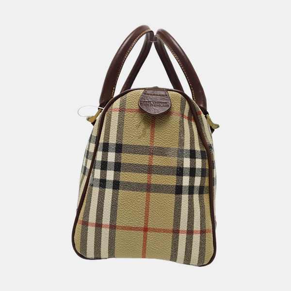 Coated Canvas Top Handle Bag Brown
