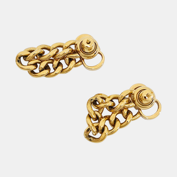 CD Icon Metal Gold Stud Earrings