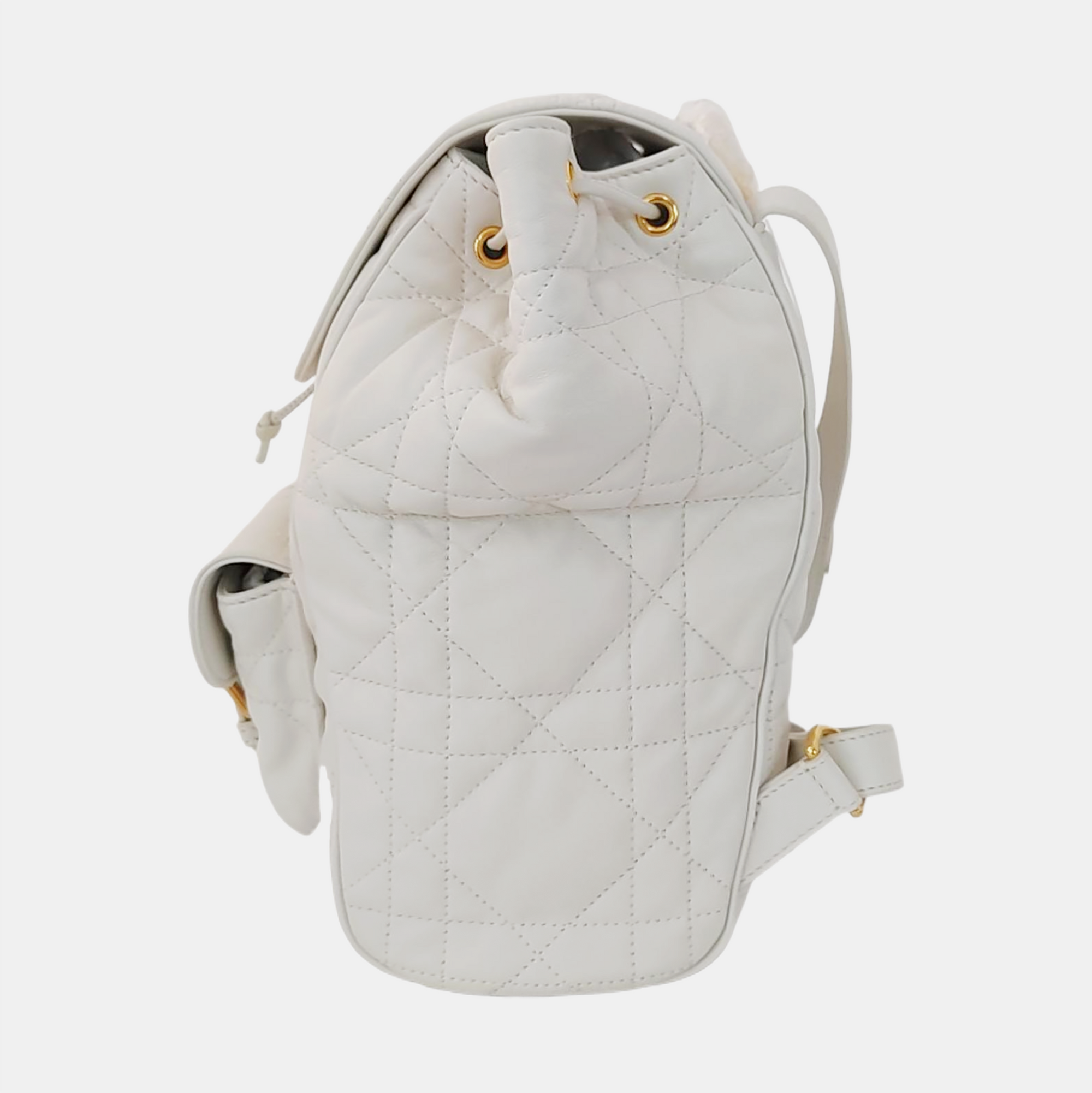Dior Caro Medium Cannage Lambskin White