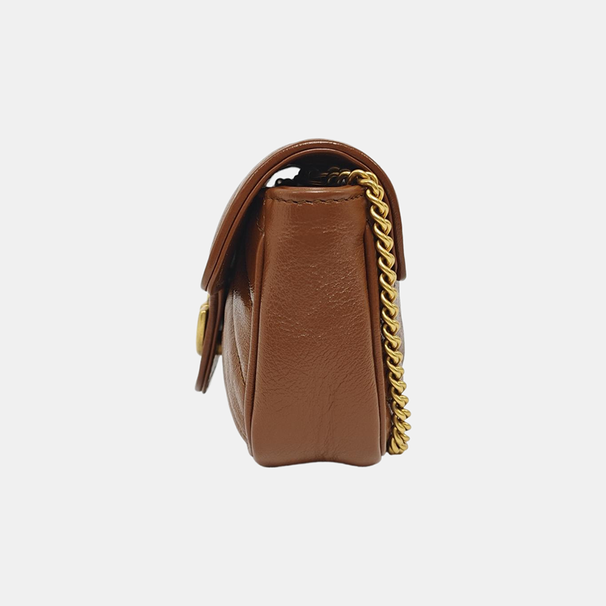GG Marmont Mini Quilted Calfskin Brown