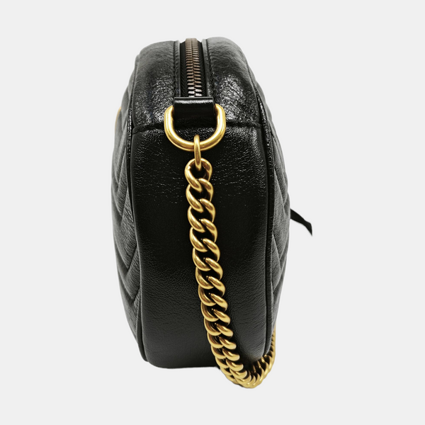 Authenticated pre-owned  GG Marmont Mini Quilted Calfskin Black - Shoulder Bag at Looply
