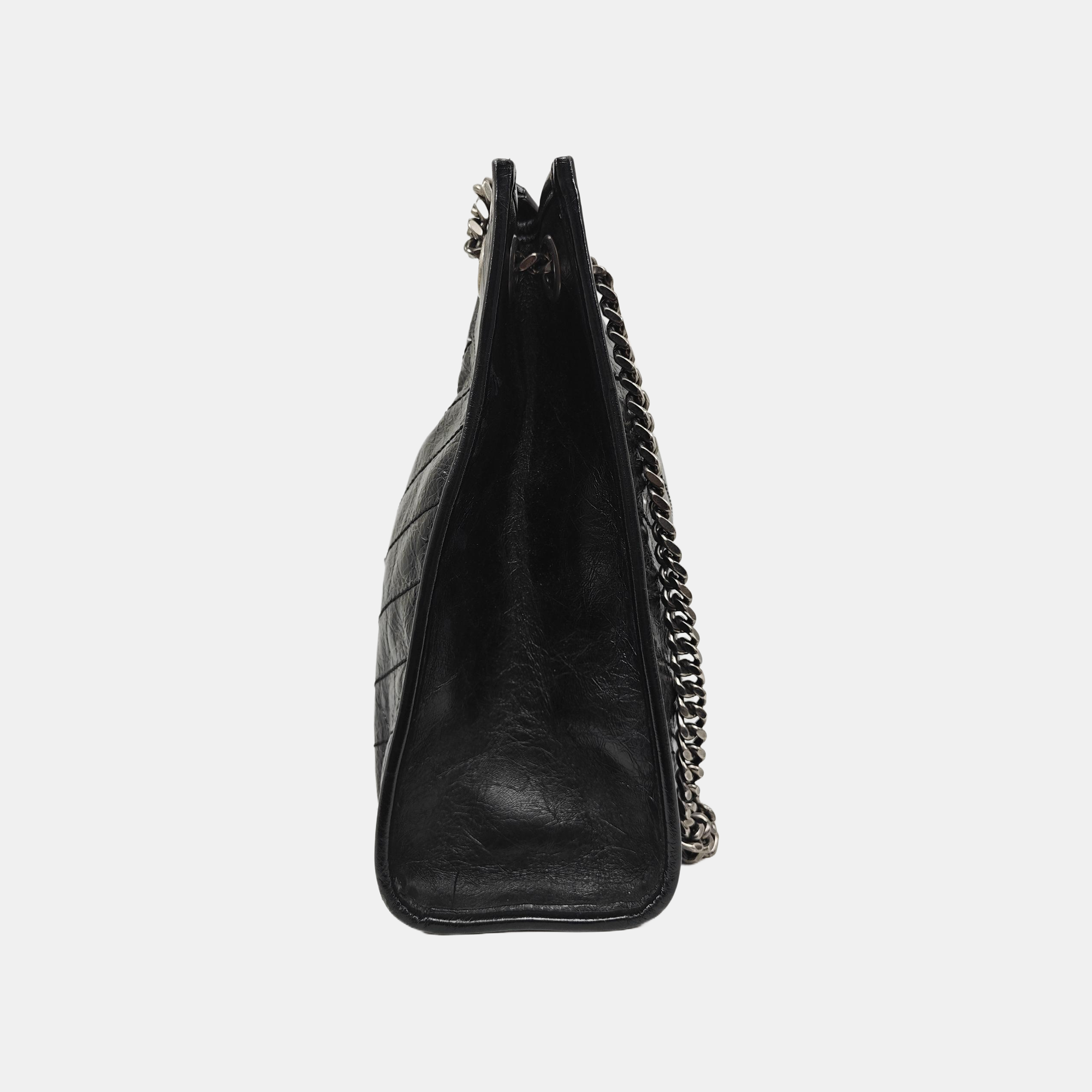 NIKI Medium Chevron Calfskin Black