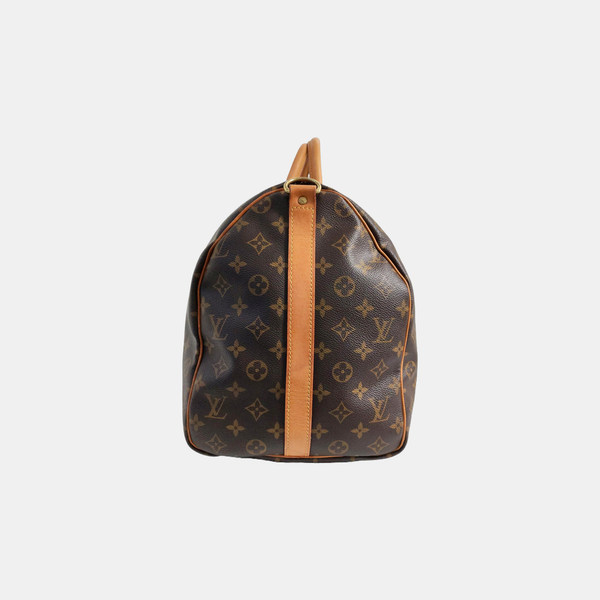 KEEPALL 50 Monogram Coated Canvas Brown